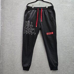 Kill Crew Men Activewear Pants L Black Sweatpants Graphic Print Logo 28" Inseam
